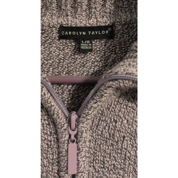 Carolyn Taylor Full-Zip Sweater – Purple & Black with Folded Collar - Picture 2 of 3